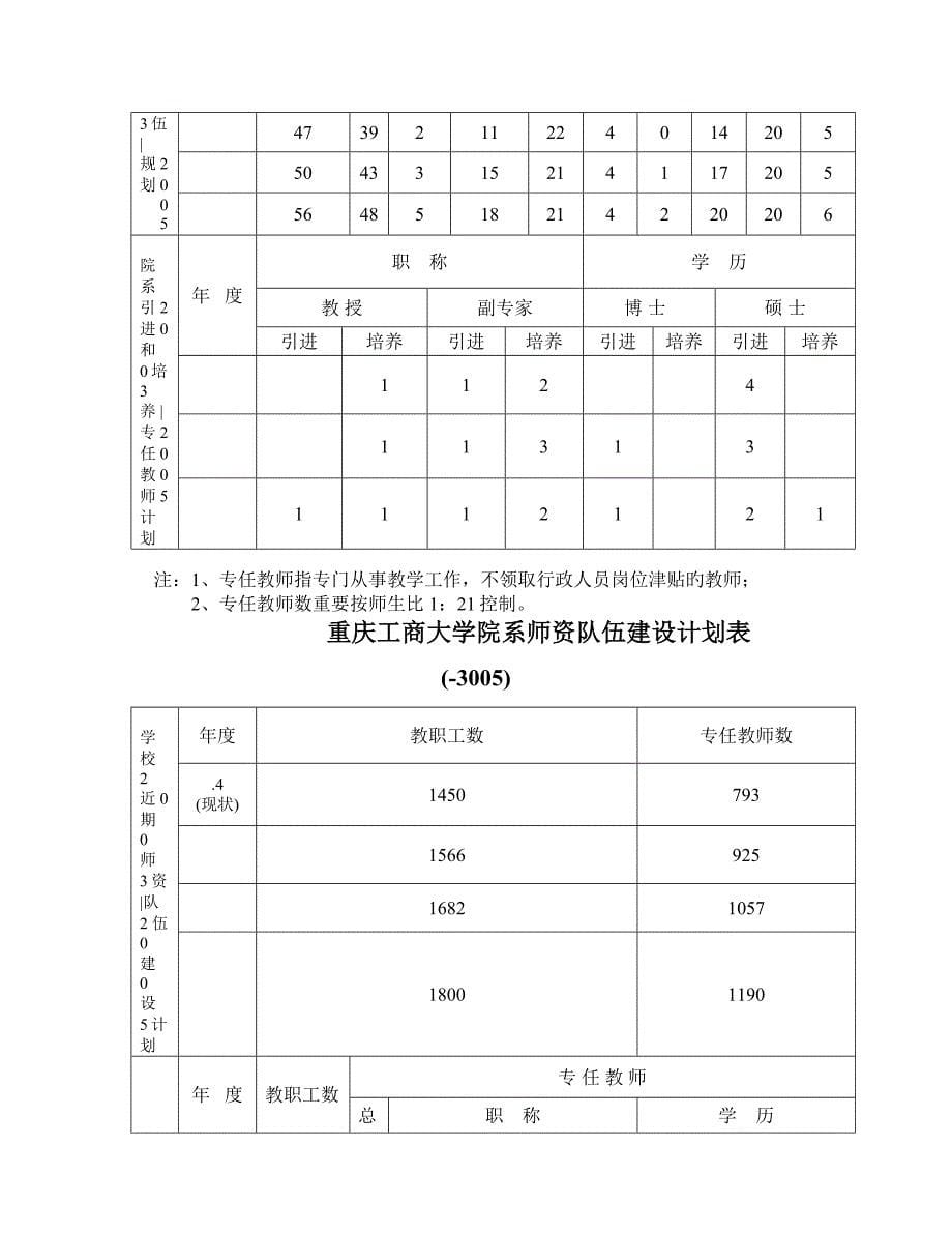 重庆工商大学院系师资队伍综合建设综合计划表_第5页