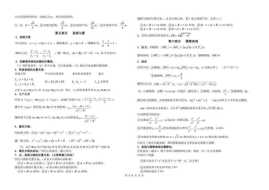 高中数学基础知识重点归纳及经典高考压轴题型_第4页