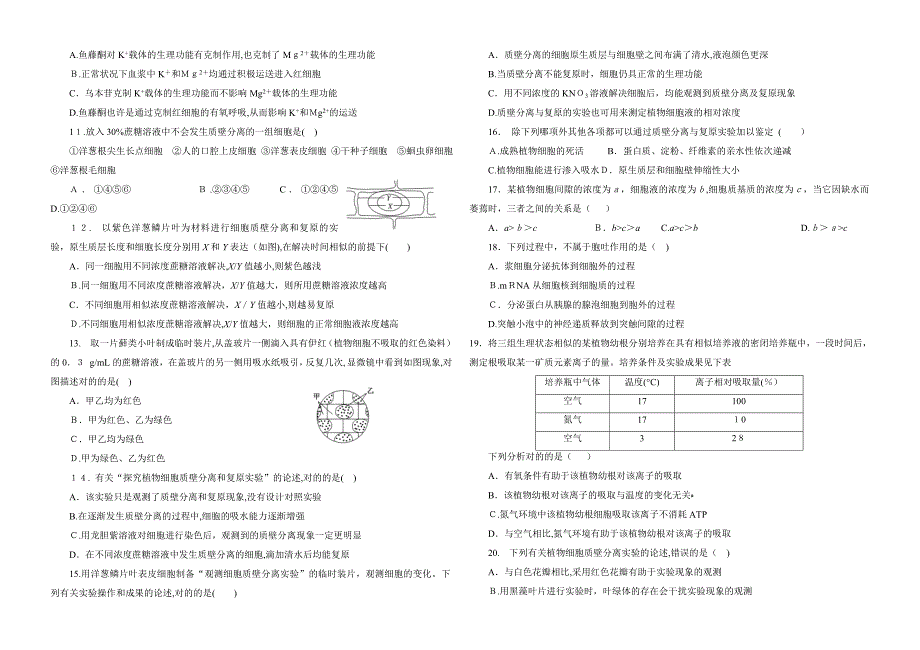 物质的跨膜运输的实例及方式练习_第2页