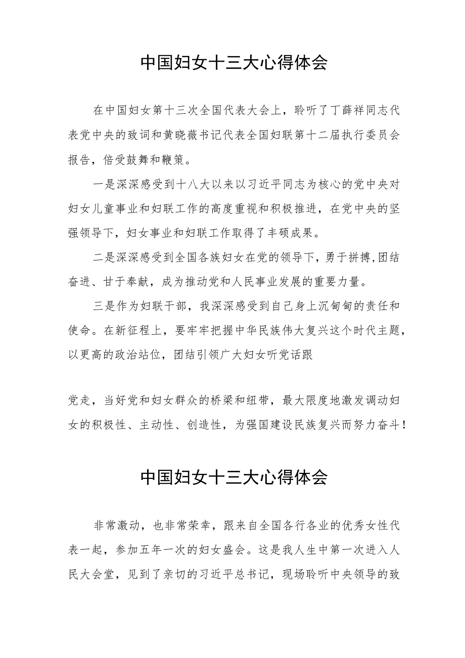 妇女干部学习中国妇女第十三次全国代表大会精神心得体会26篇_第4页