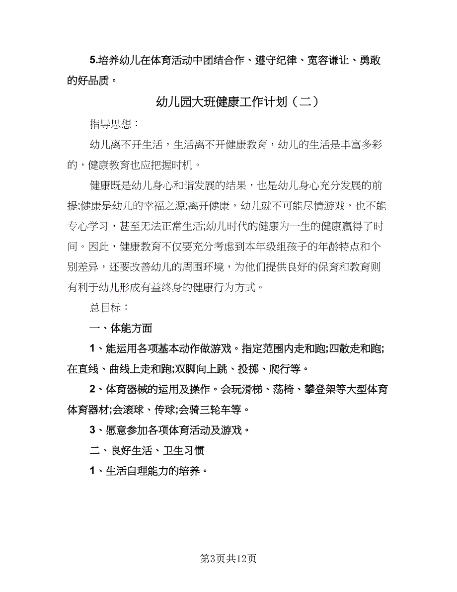 幼儿园大班健康工作计划（五篇）.doc_第3页