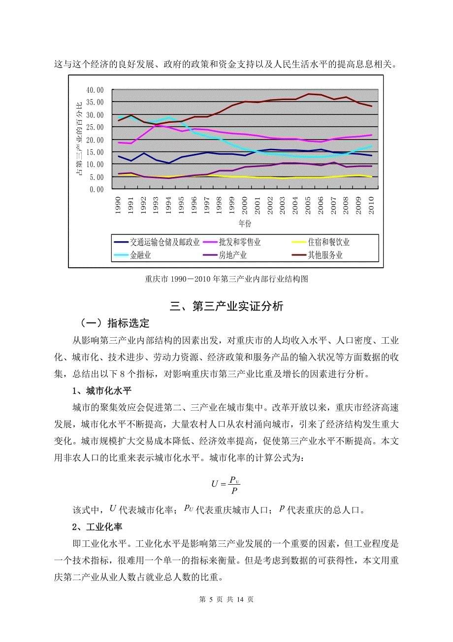 重庆第三产业发展及其影响因素分析_第5页