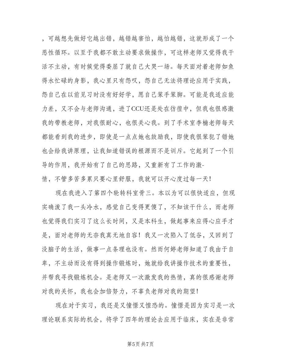 2023年医院个人实习工作总结范文（二篇）.doc_第5页