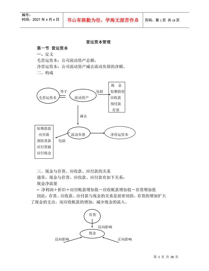 营运资金及资本管理