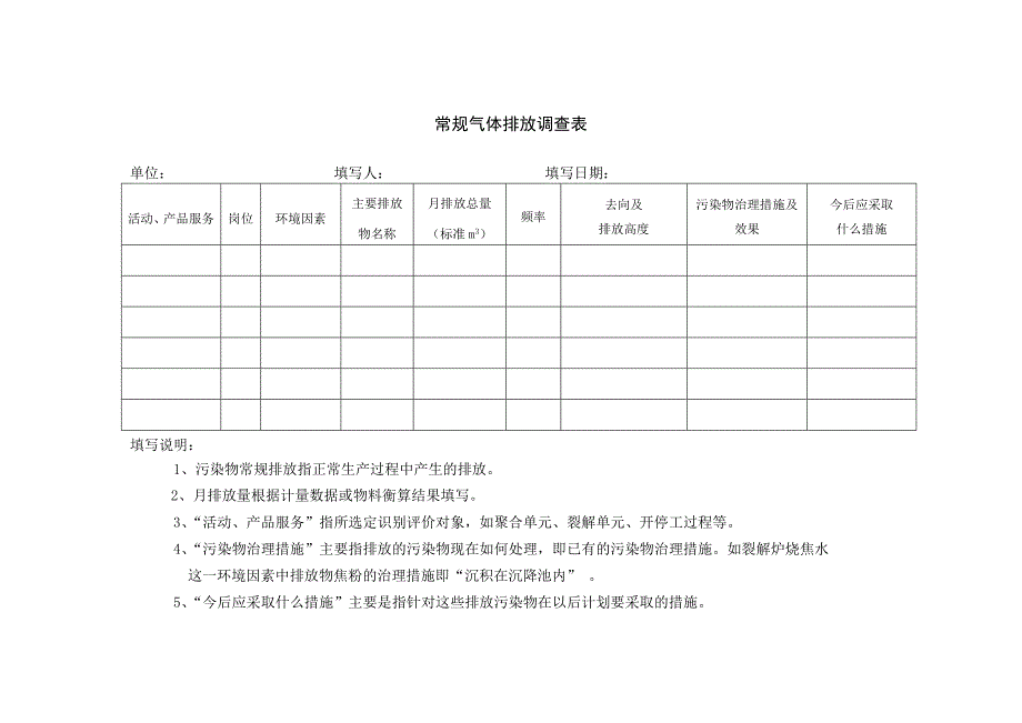 常规环保表格_第1页