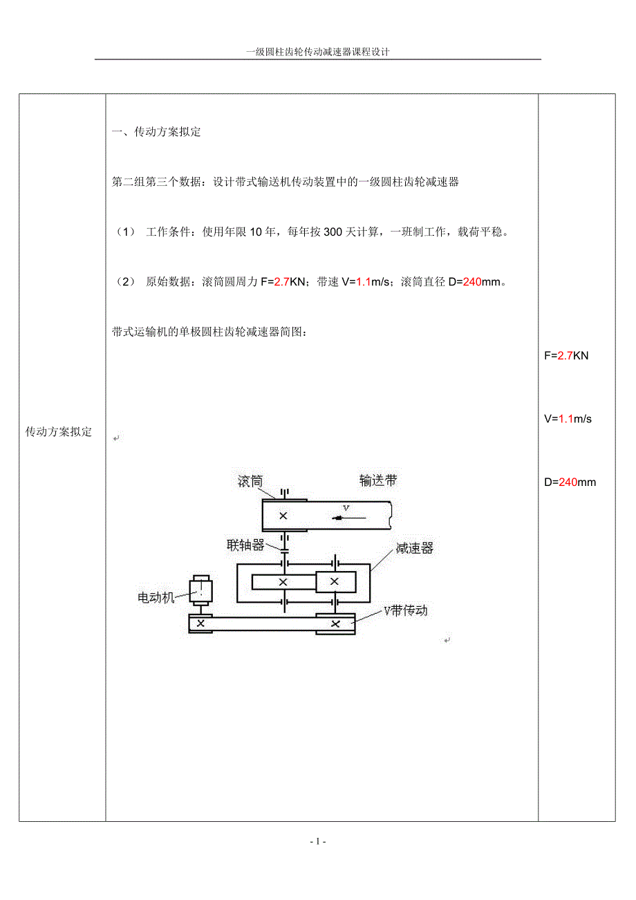 一级圆柱齿轮传动课程设计.doc_第1页