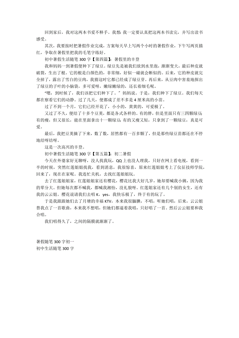 初中暑假生活随笔300字_第2页