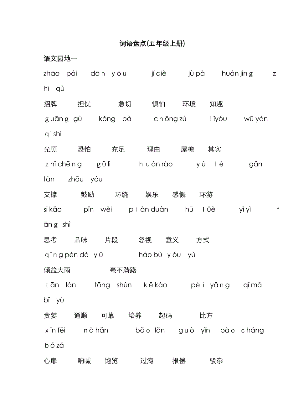 五年级上册语文单词_第1页