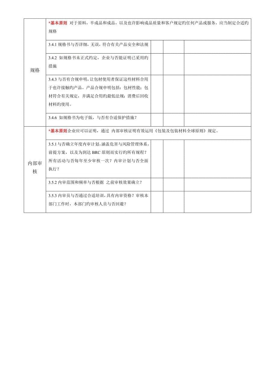 包材BRC内审审核检查表_第5页