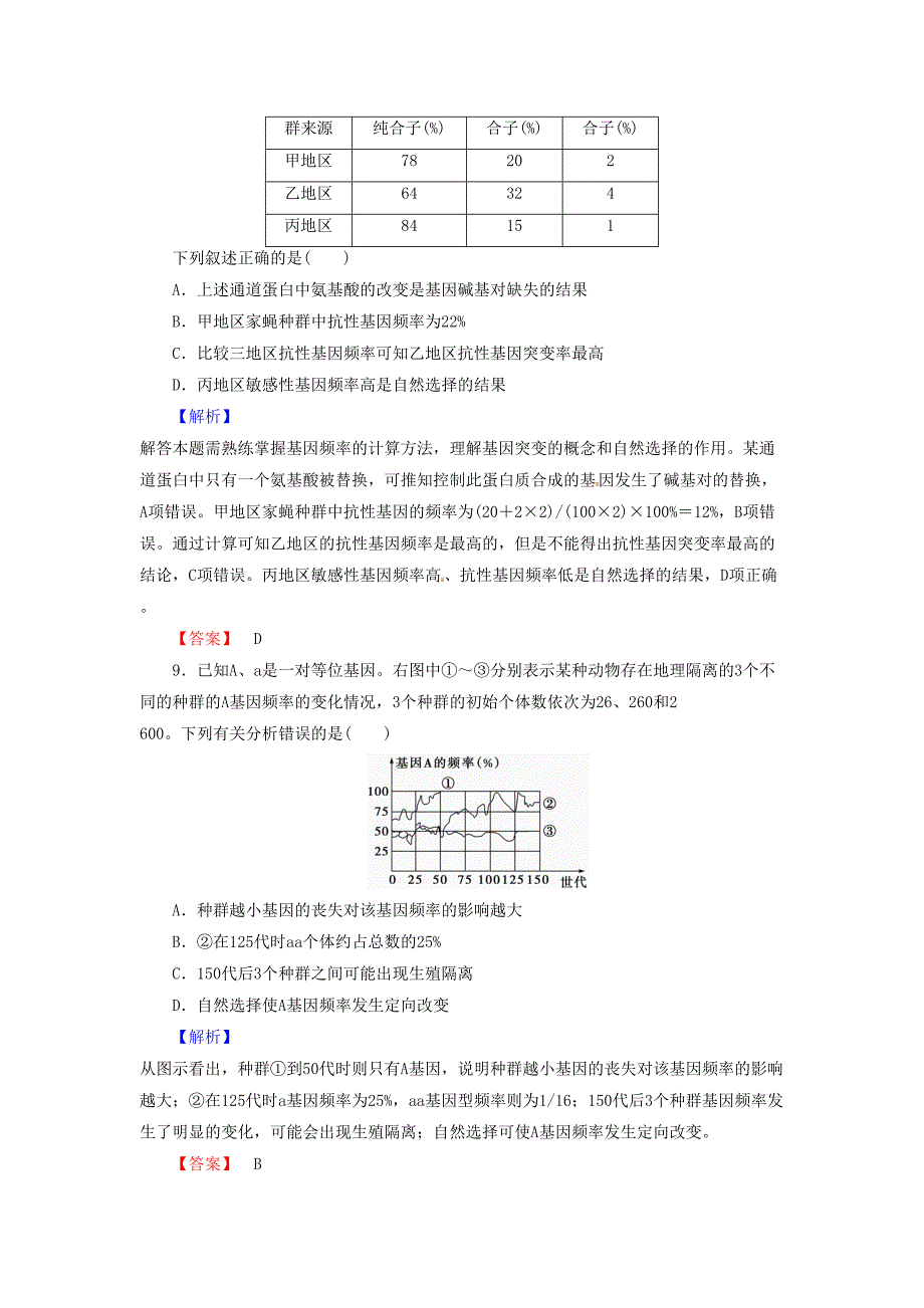 高考生物总复习现代生物进化理论试题含解析_第4页