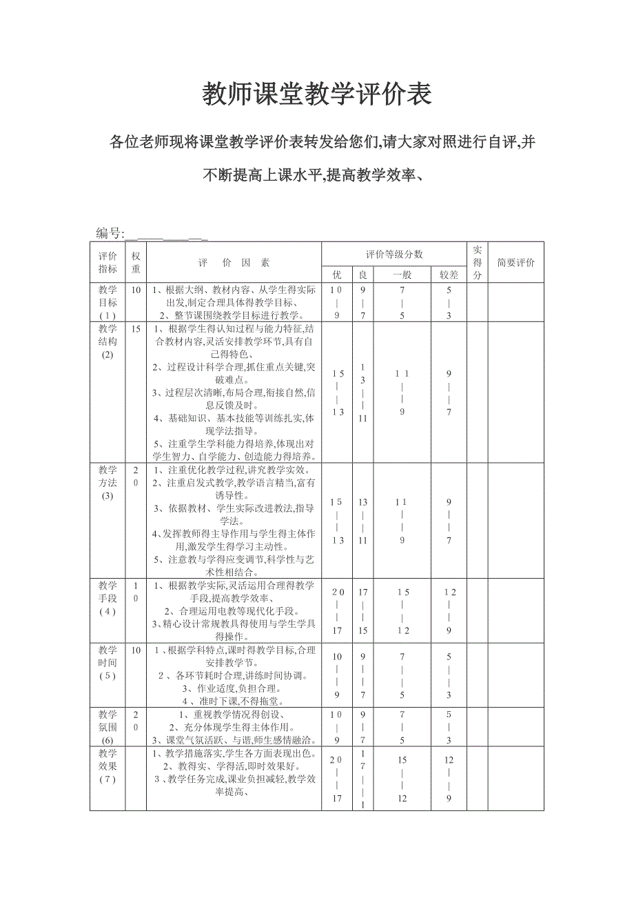 教师课堂教学评价表_第2页