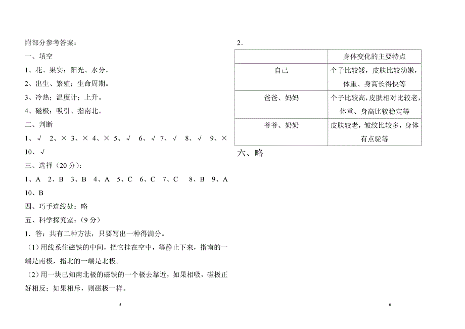 人教版三年级下册科学试卷及答案.doc_第3页