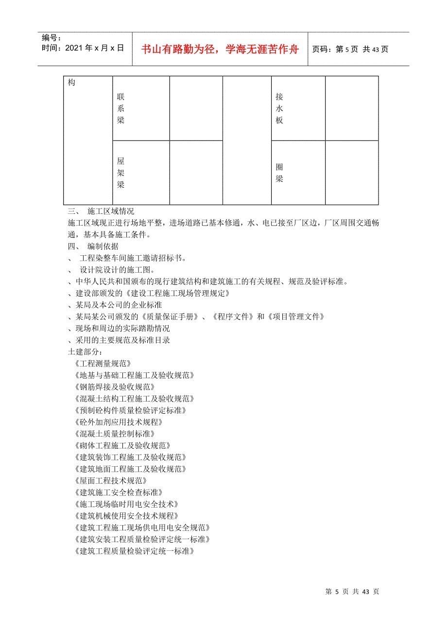 纺织车间施工组织设计(DOC40页)_第5页