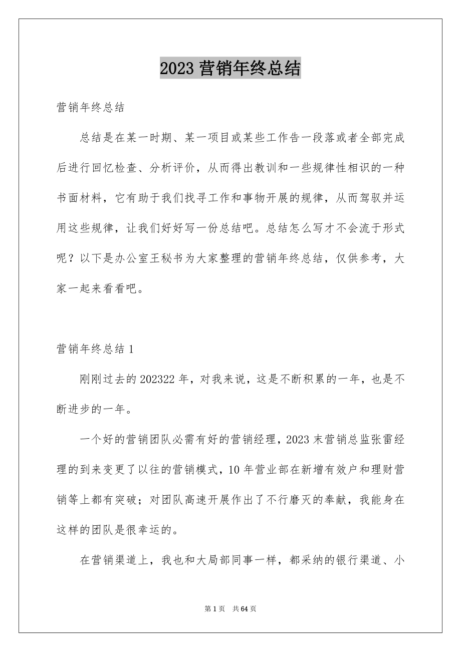 2023营销年终总结范文.docx_第1页