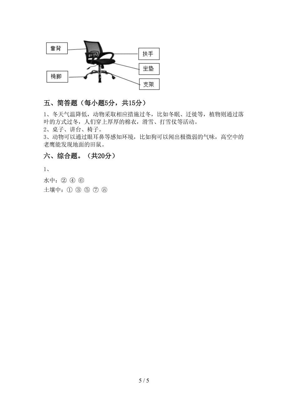 人教版二年级科学(上册)期中试卷及答案(最新).doc_第5页