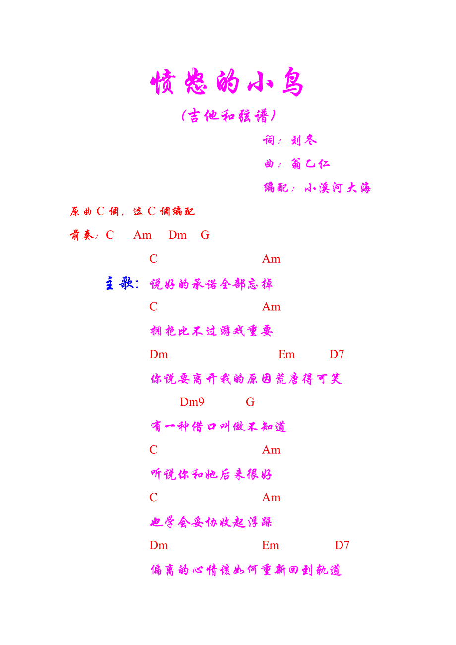 愤怒的小鸟--吉他谱.doc_第1页