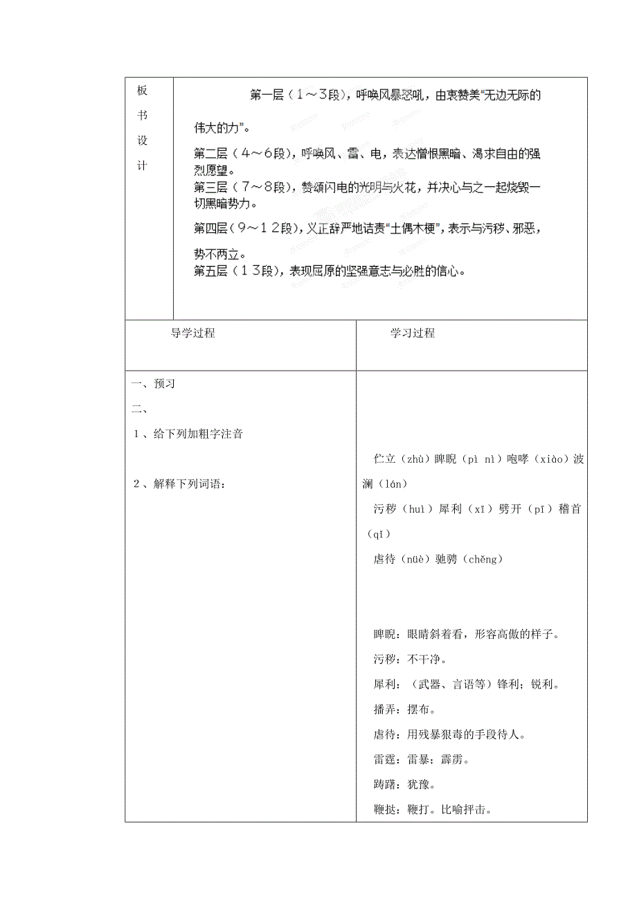 2020山东省临沂市蒙阴县第四中学八年级语文人教版下册教案：07雷电颂2_第2页