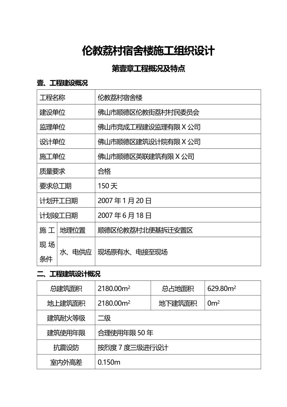 [建筑工程施工管控]伦教荔村宿舍楼施工组织设计_第2页