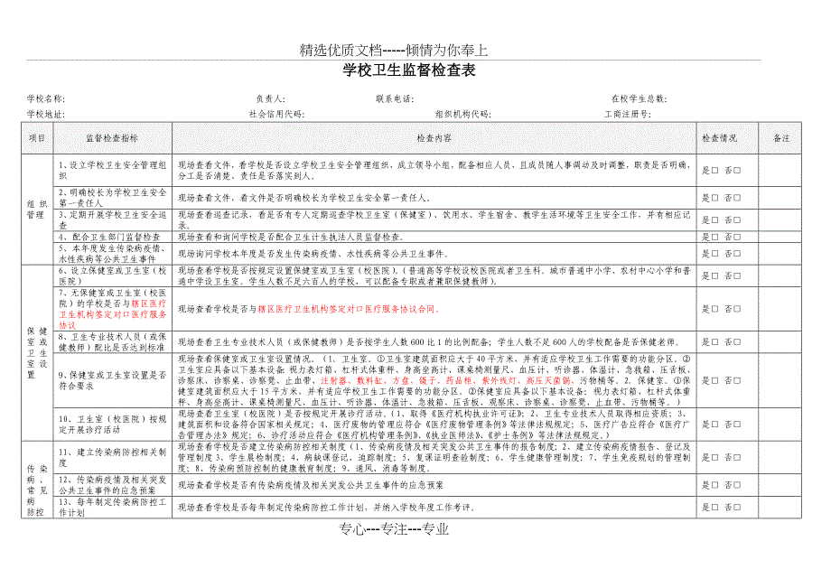 学校卫生监督检查表_第1页