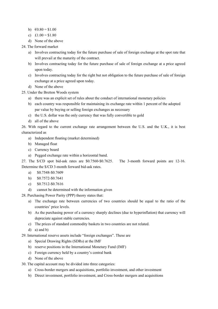 南理工国际金融题库英文版_第5页