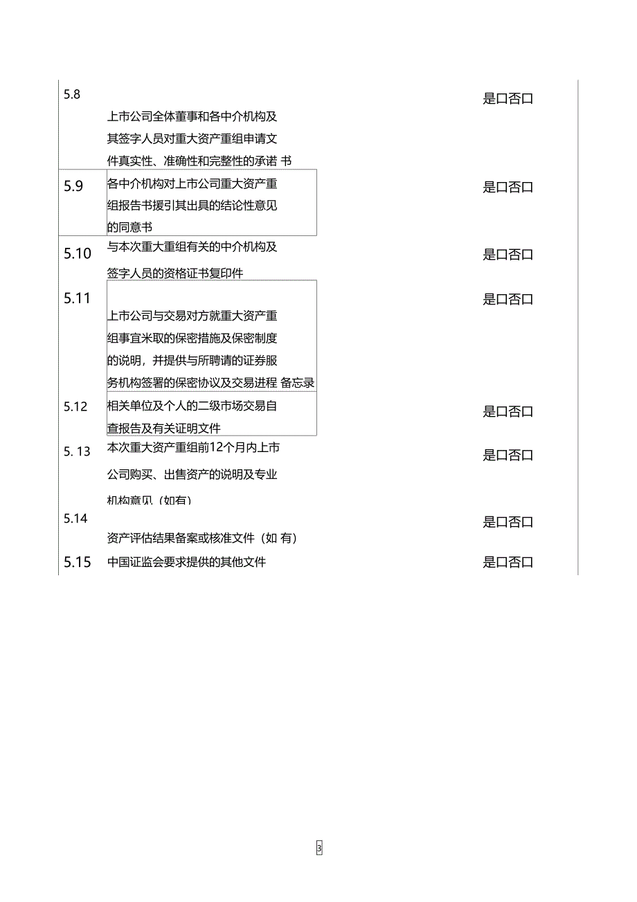 重大重组申请文件对照表_第3页