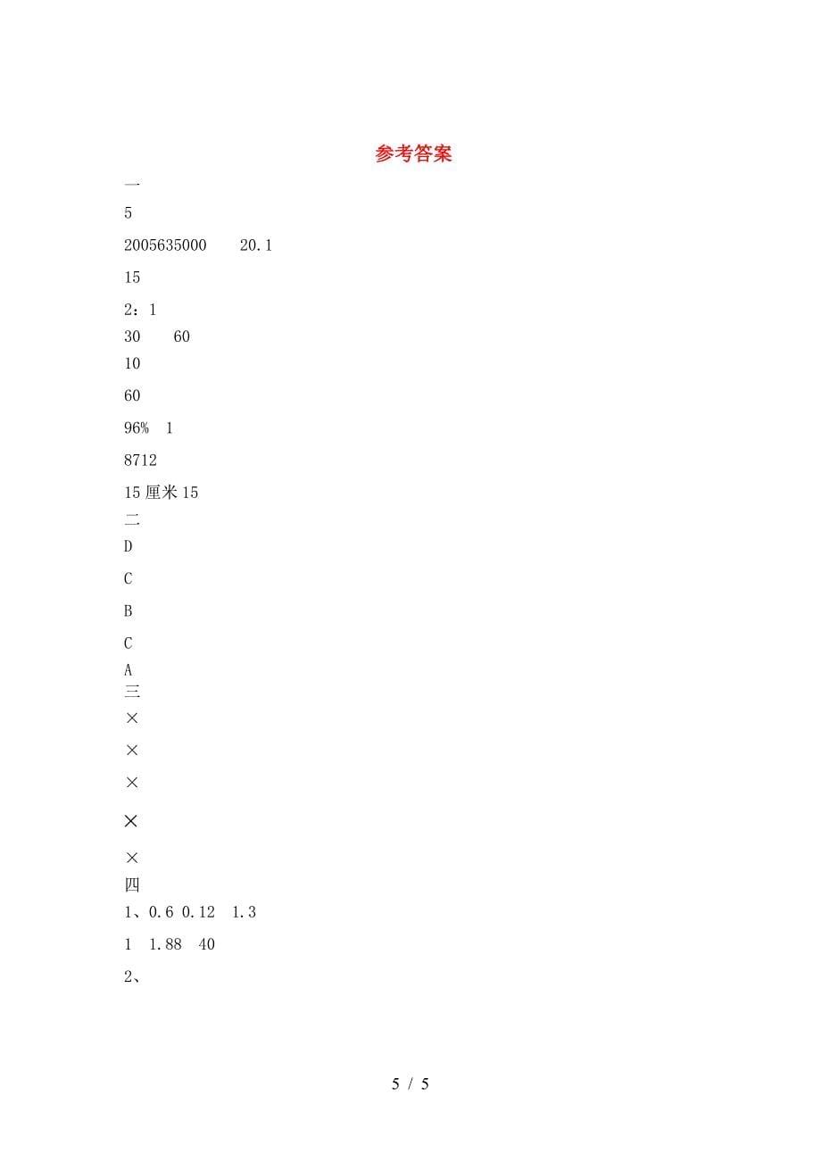 新人教版六年级数学下册第一次月考复习卷.doc_第5页