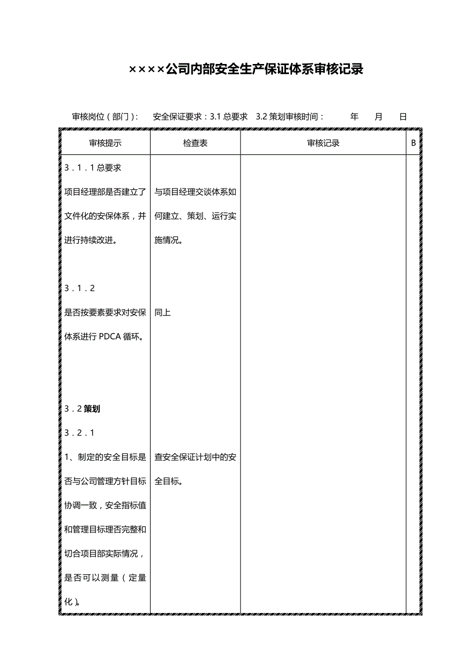 公司内部安全生产保证体系审核记录【土木工程精品文档】.doc_第1页