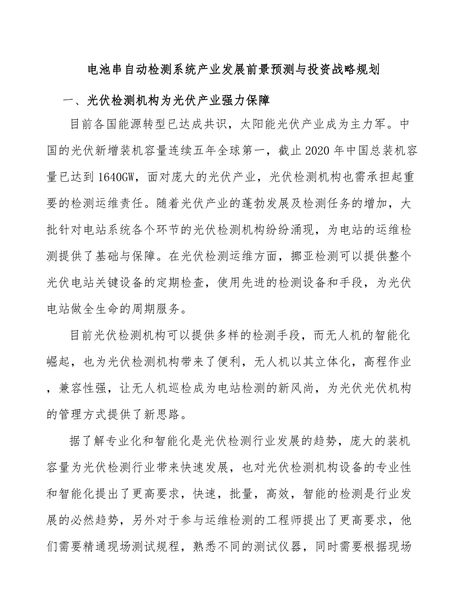 电池串自动检测系统产业发展前景预测与投资战略规划_第1页