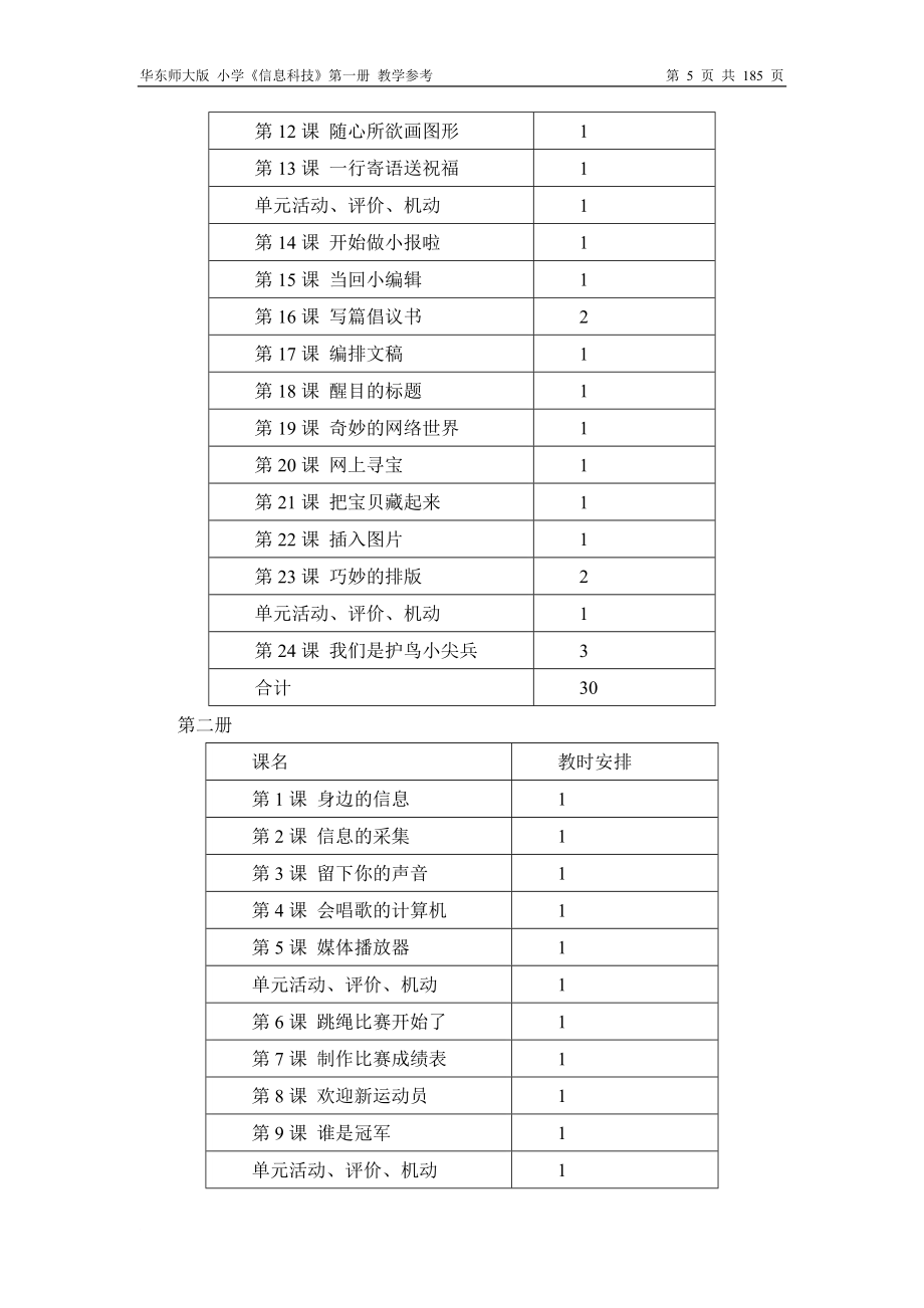 小学信息科技(华东师大版)教学参考_第5页