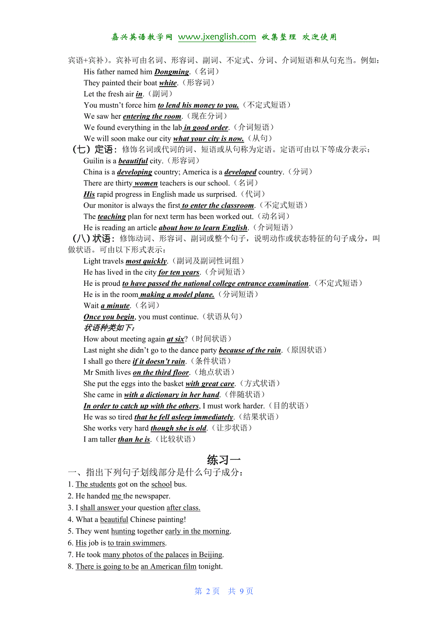 英语语法精讲-句子成分及简单句并列句和复合句.doc_第2页