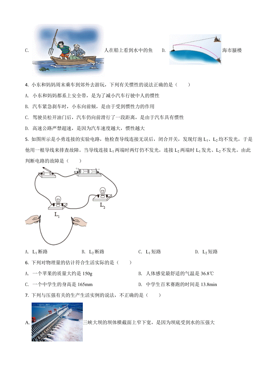 2021年湖北省宜昌市中考理综物理试题（原卷版）.doc_第2页