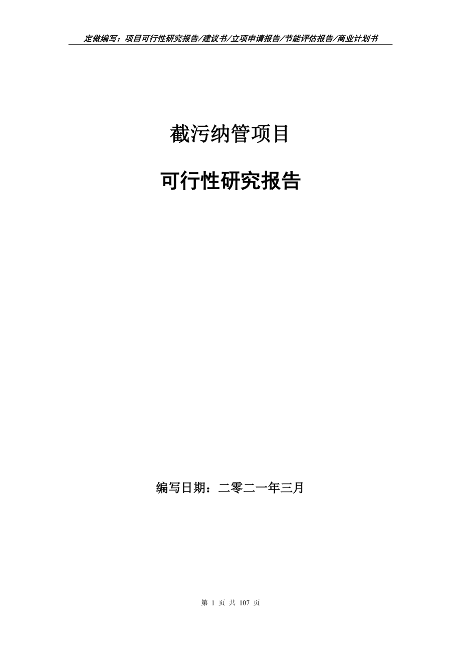 截污纳管项目可行性研究报告写作范本_第1页