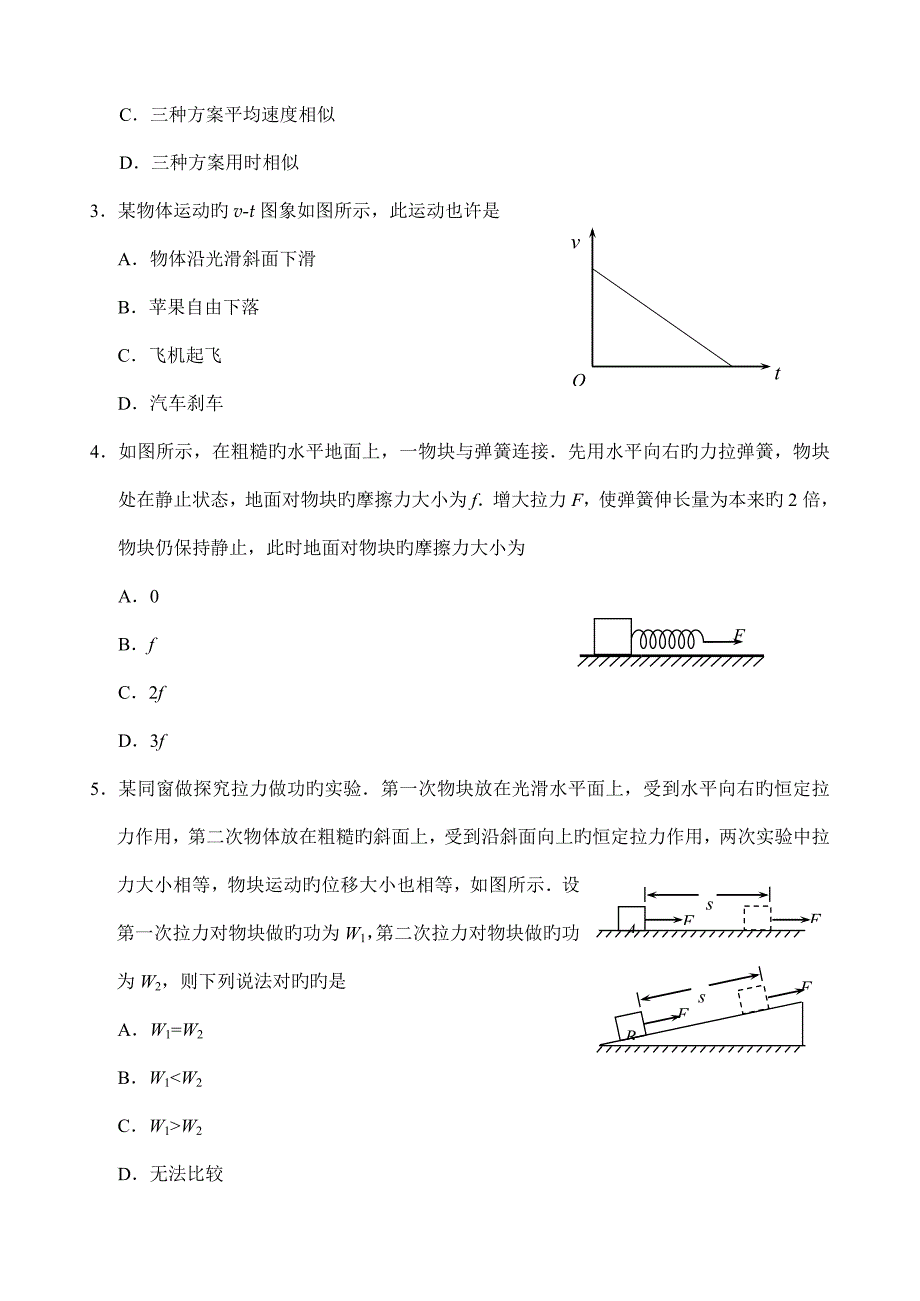 2022江苏省南京市高二学业水平测试必修科目训练样题3月物理含答案_第2页