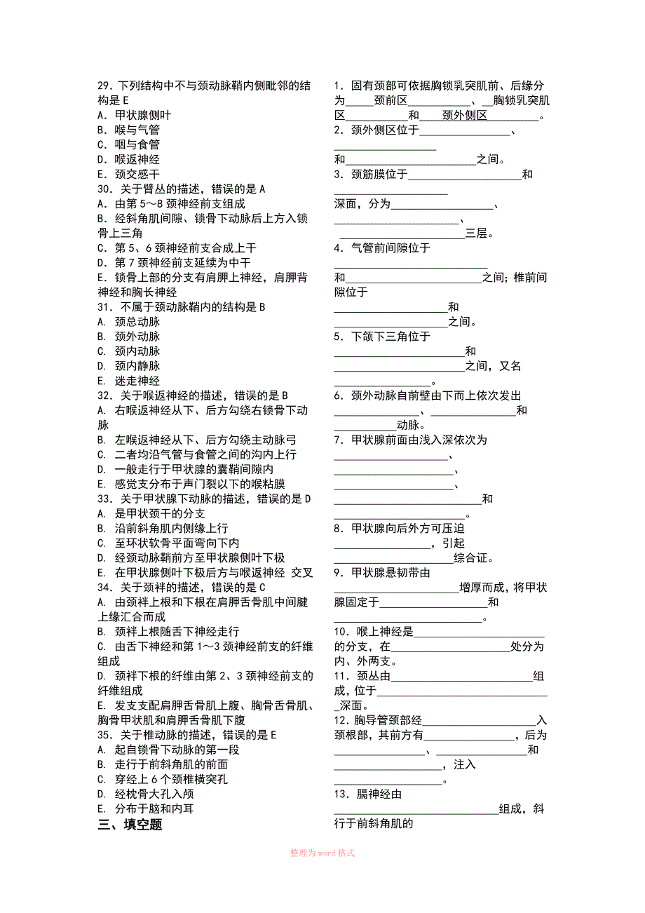 局部解剖学练习题Word_第3页