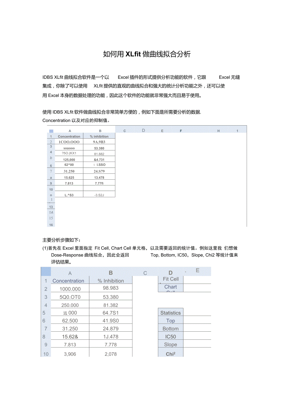 如何用XLfit做曲线拟合分析_第1页