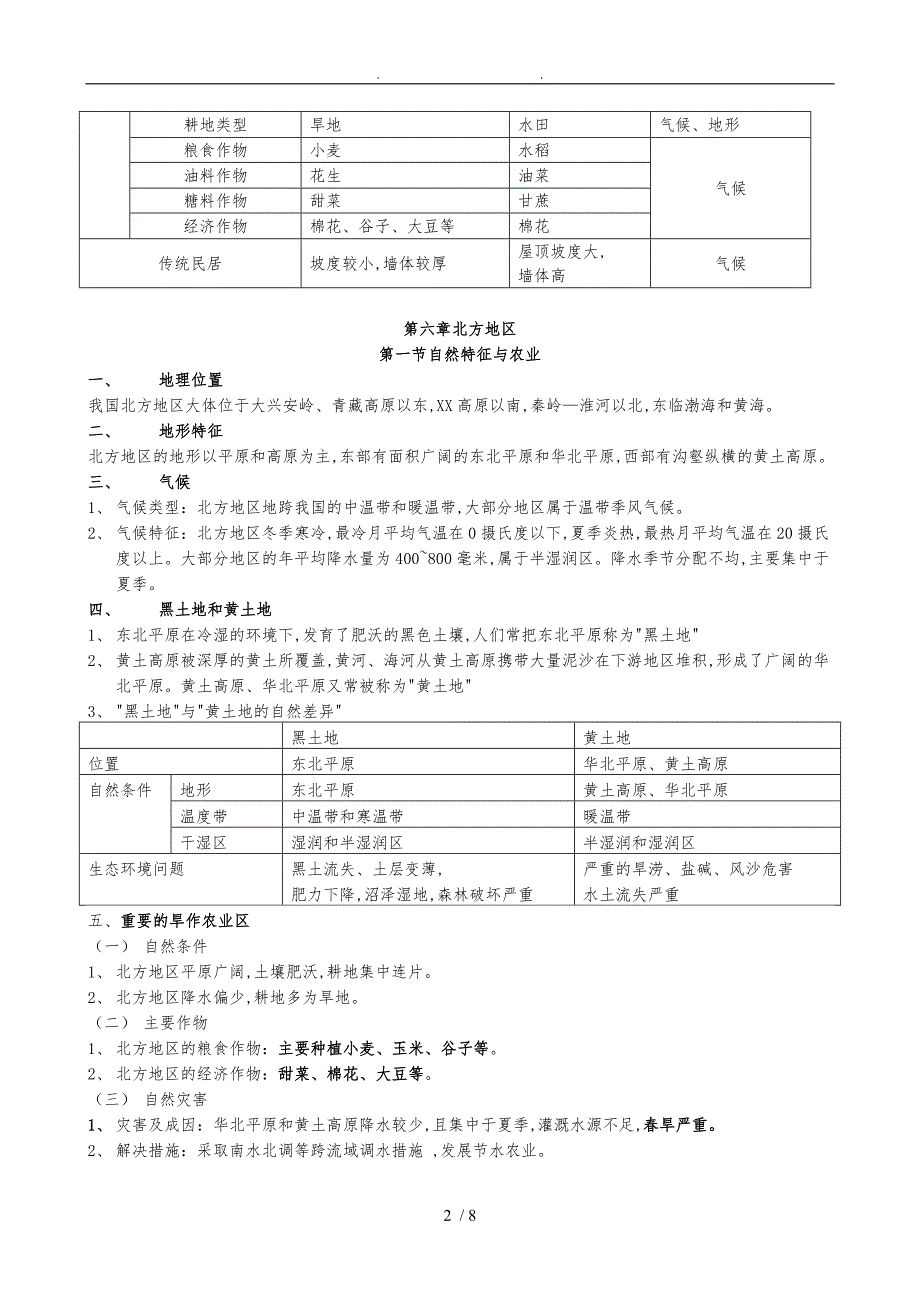 人教版八年级下册地理复习提纲_第2页