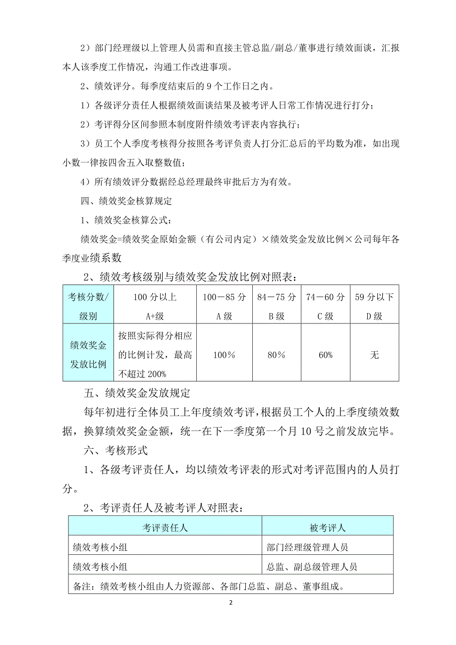 季度绩效考核规定(暂行)_第2页