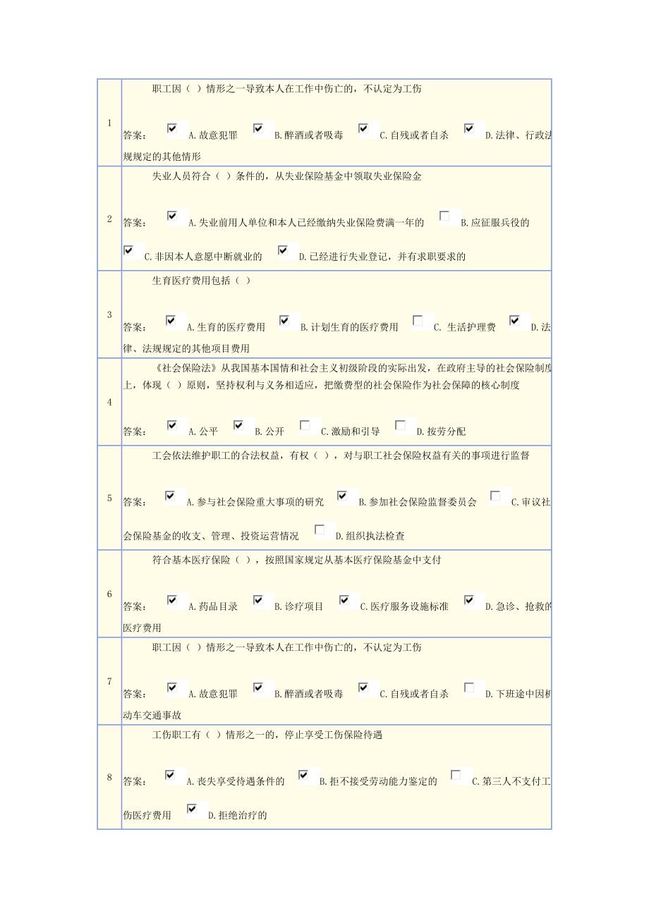 社会保险法考试试题及答案_第1页