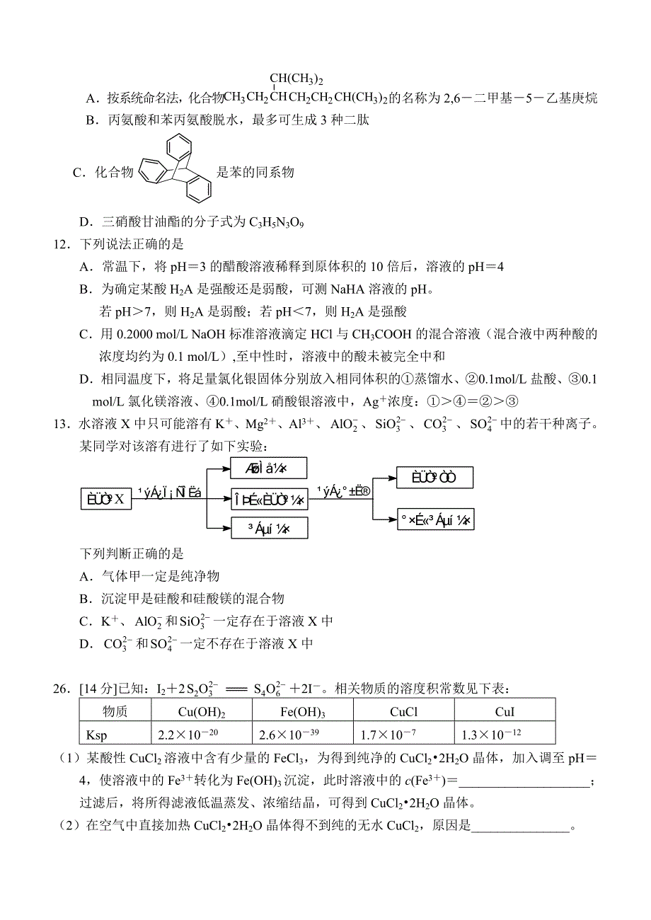 2012年高考理综1(浙江卷)模块(缺答案)_第2页