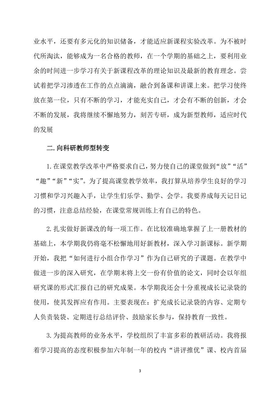 实用的教师个人计划集合九篇_第3页