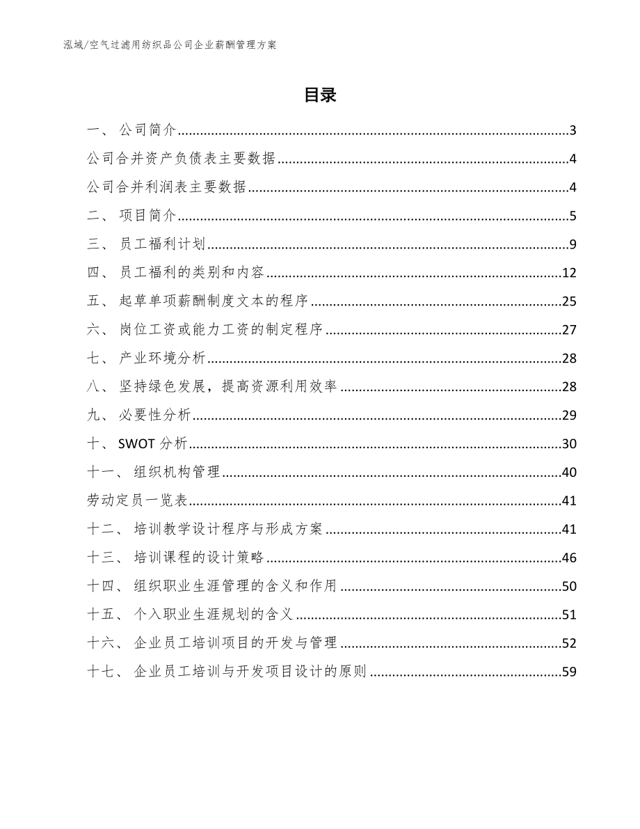 空气过滤用纺织品公司企业薪酬管理方案_参考_第2页