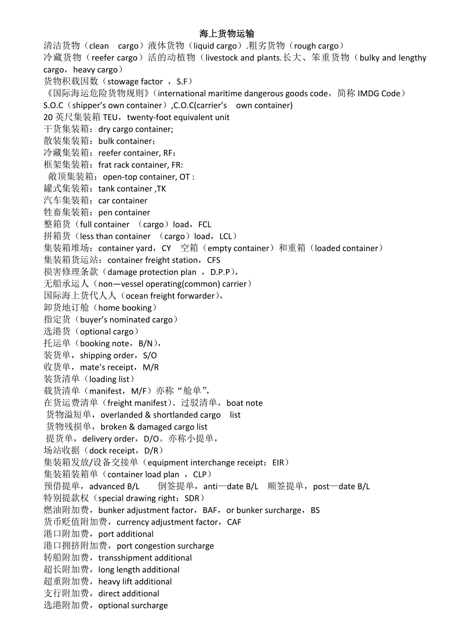 货代英语名词解释_第1页