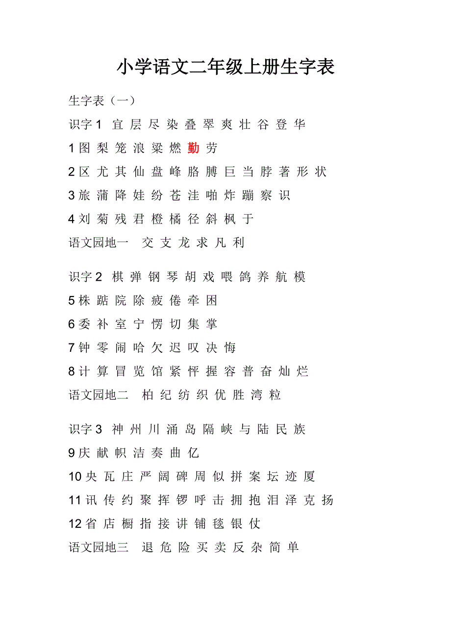 小学语文二年级上册生字表_第1页