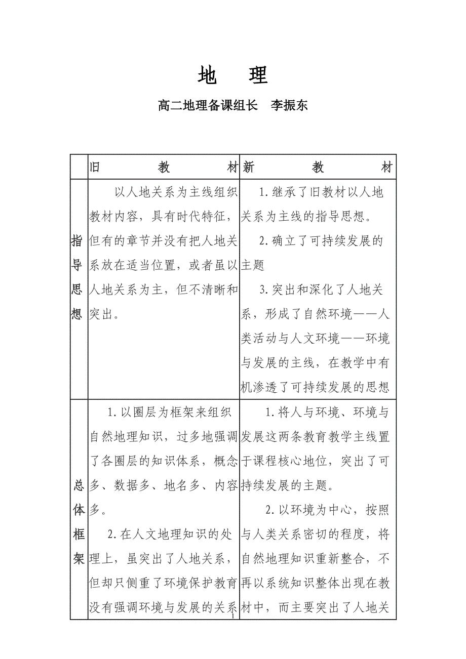 人教版高中地理新旧教材的对比分析_第1页