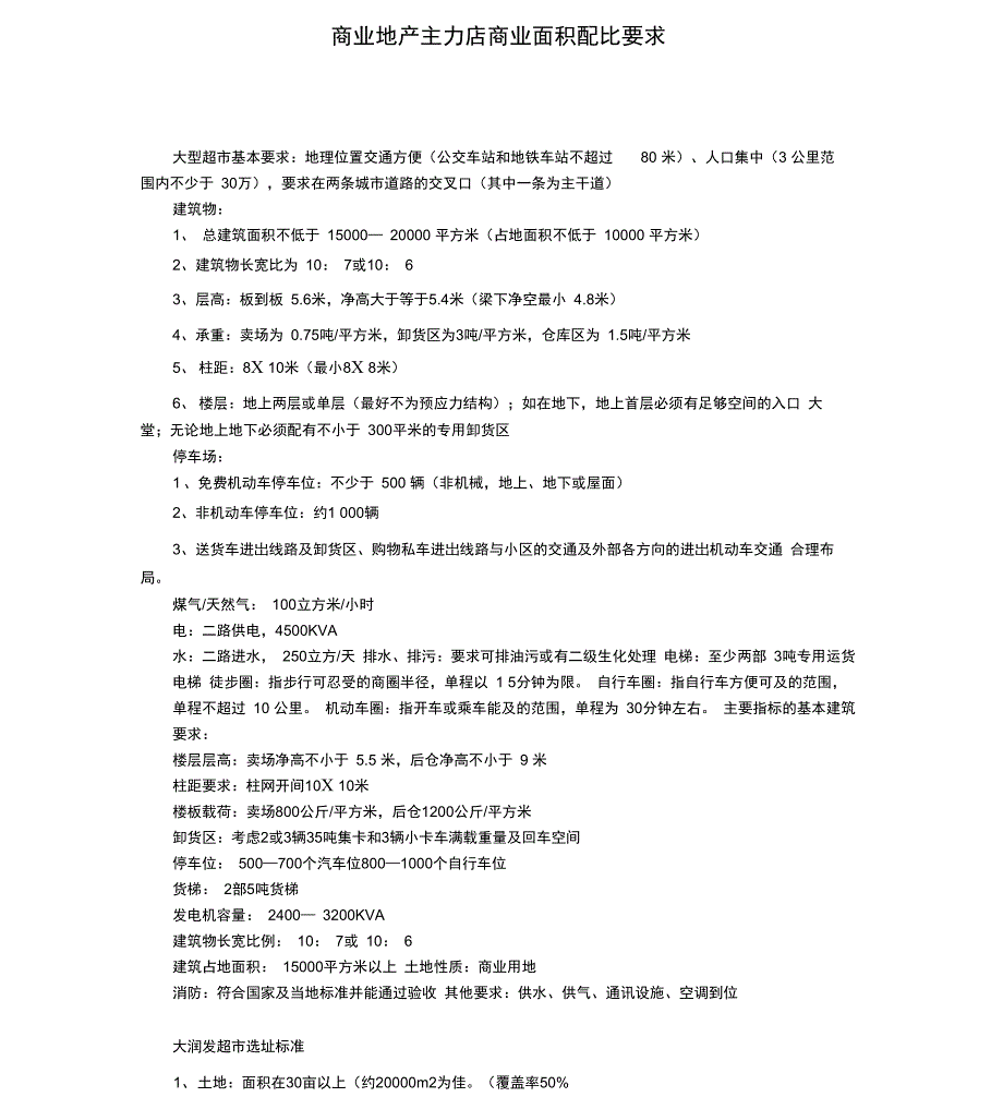 主力店商业面积配比要求_第1页
