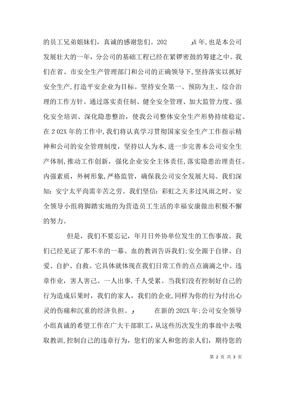 公司安全领导小组新年致辞_第2页