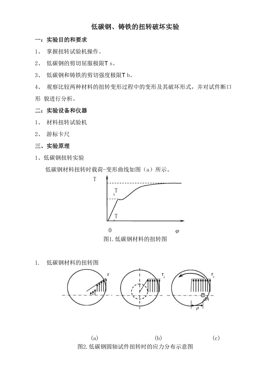低碳钢、铸铁的扭转破坏实验报告_第1页