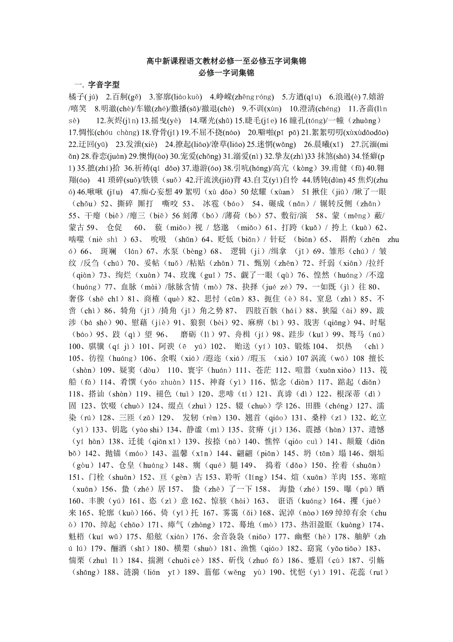 必修课本字词集锦(教育精品)_第1页