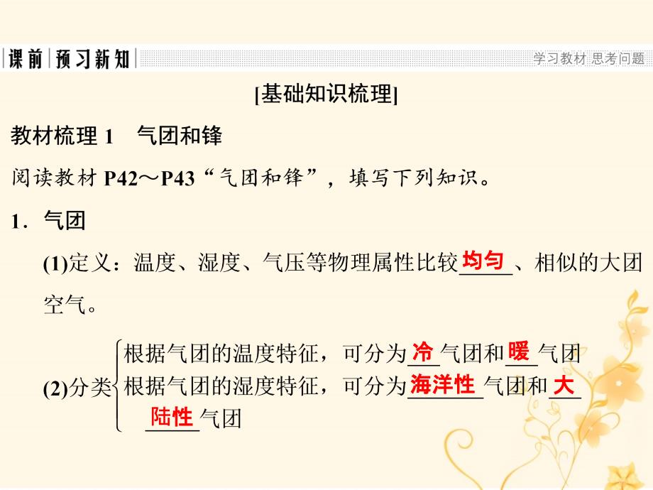 地理 第二章 地球上的大气 第一节 大气的热状况与大气运动 课时4 几种重要的天气系统 新人教版必修1_第3页