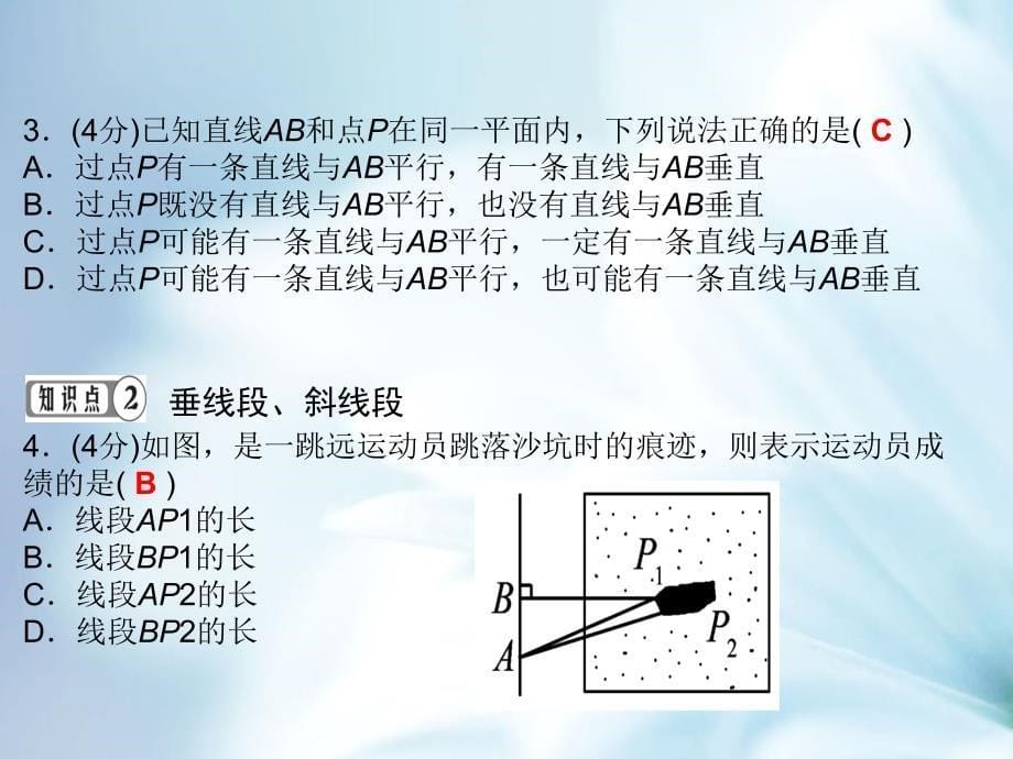 精品【湘教版】七年级下册数学：4.5垂线第2课时ppt课件_第5页